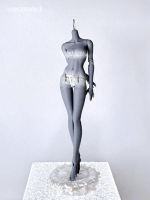 cocodollbjd White Choco 1/4 scale PVC doll body standing on a white decorative base