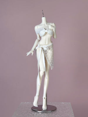 CocoDoll White Choco 1/4 scale PVC BJD doll body wearing a white lace lingerie set