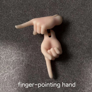Two flesh-toned MDollSchool MSD 1/4 BJD doll hand add-ons in finger-pointing poses.