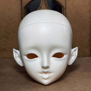Blank white Lucia BJD head by MDollSchool for MSD 1/4 scale dolls with pointed elf ears
