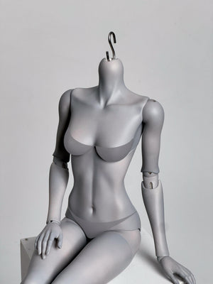MDollSchool G02 female 1/4 BJD doll body in grey resin, headless posing figure.