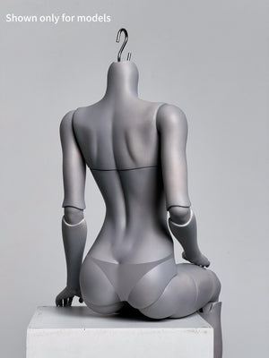 Rear view of MDollSchool G02 1/4 scale BJD female doll body in grey resin