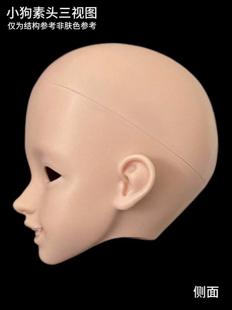 Side view of a blank resin MSD 1/4 BJD doll head by MDollSchool