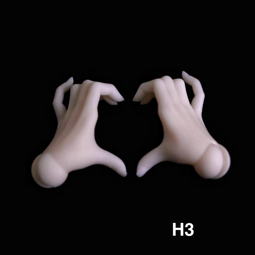 Two pair of white resin female hands for MDollSchool G02 MSD 1/4 BJD doll, H3 pose