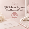 MDollSchool BJD Balance Payment banner with credit card icon and doll accessories.