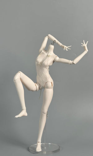MDollSchool G02 Female Body 1/4 MSD BJD doll in a dynamic pose wearing white lace lingerie