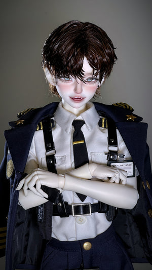 Muhan Abe BJD Head (MSD 1/4) doll wearing a navy police officer uniform