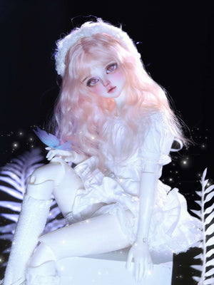 MDollSchool KiKi BJD MSD 1/4 doll with pink hair and white dress
